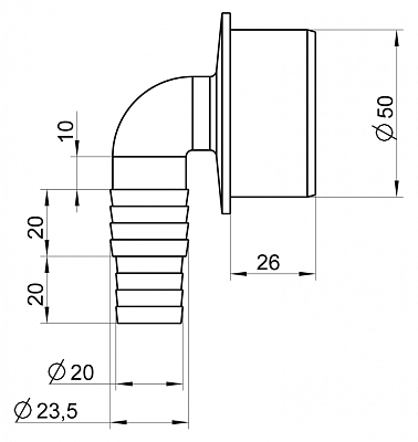 АГ-5150 Адаптер Г-образный для под. слива (20/22мм х 50мм) ОРИО (15/1шт)
