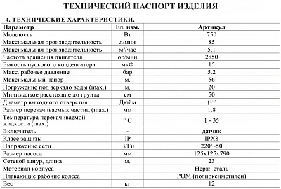 Насос погружной колодезный 750 вт.  VERPUMP  (1шт)