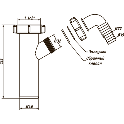 4155 Патрубок с одним отводом ОРИО  (145шт)