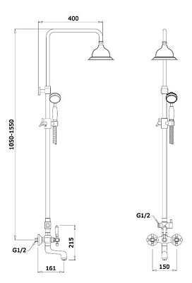 Душевая система Ganzer GZ09061E (GZ25068E) золото