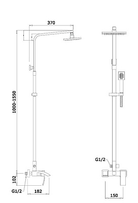 Душевая система Ganzer GZ44062F (GZ25062F) хром-белый