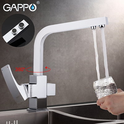 Смеситель для кухни со встроенным фильтром (краном) под питьевую воду Gappo G4307