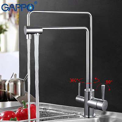 Смеситель для кухни со встроенным фильтром (краном) под питьевую воду Gappo G4398-5