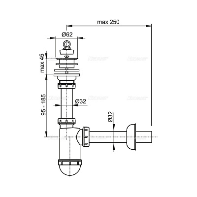 АлкаПласт Сифон 1"1/4 х 32мм   (25/1шт)