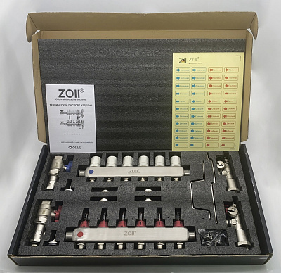 Коллекторная группа ZOLL с расходомерами с кранами (НЕРЖ)  1" х 6 ход (5/1шт) Т