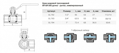 Кран шаровой трехходовой 1/2 ViEiR (64/8шт)