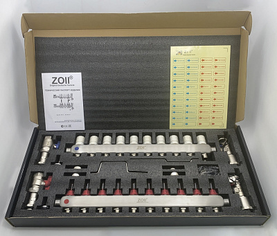 Коллекторная группа ZOLL с расходомерами с кранами нержавейка  1" х 10 ход (2/1шт) Т
