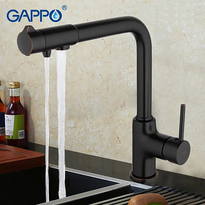 Смеситель для кухни со встроенным фильтром (краном) под питьевую воду Gappo G4390-10