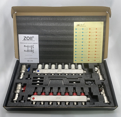 Коллекторная группа ZOLL с расходомерами с кранами (НЕРЖ)  1" х 7 ход (3/1шт) Т
